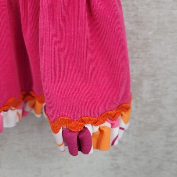 Beaux Et Belles Smocked Lollipop Corduroy Orange Pink Colorful Girls Dress - Picture 3 of 10